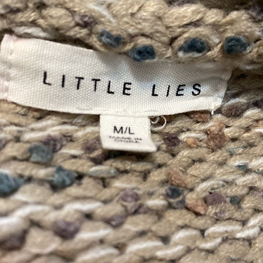 Little Lies Tan/Green Knit open Cardigan,size M/L - Picture 3 of 3